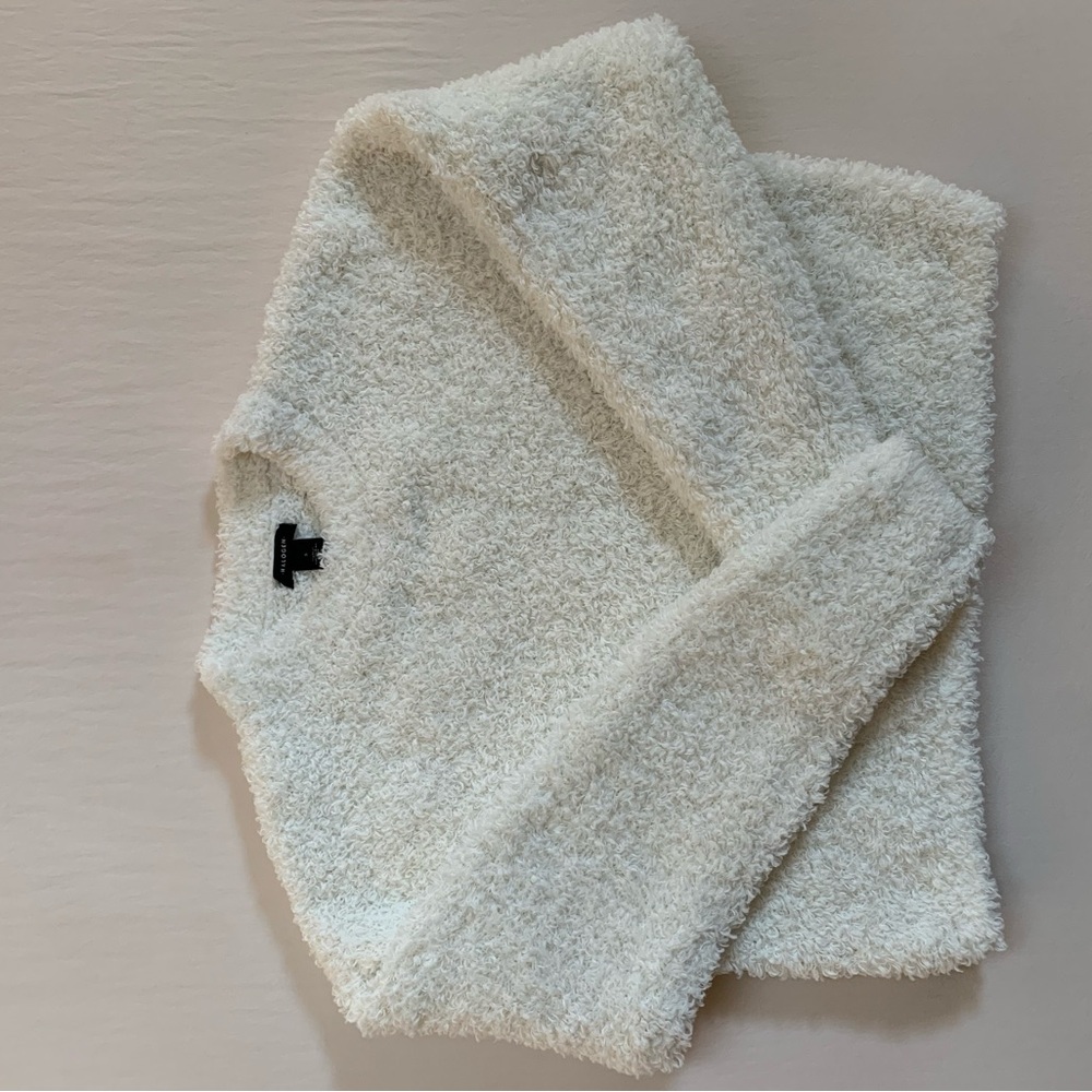 Halogen Cream Crew Neck Sweater Plush Textured Warmth
